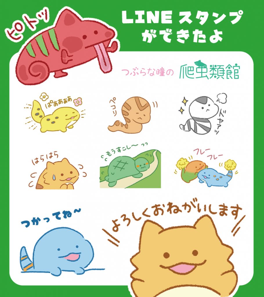 つぶらな瞳の爬虫類館のlineスタンプができました Yell World エールワールド